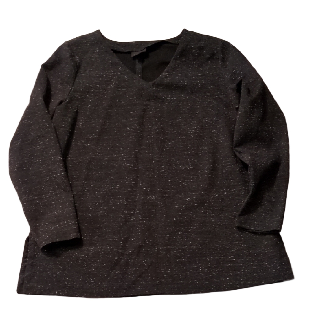 J. Jill Wearever Collection Black Speckled Top Size Medium
